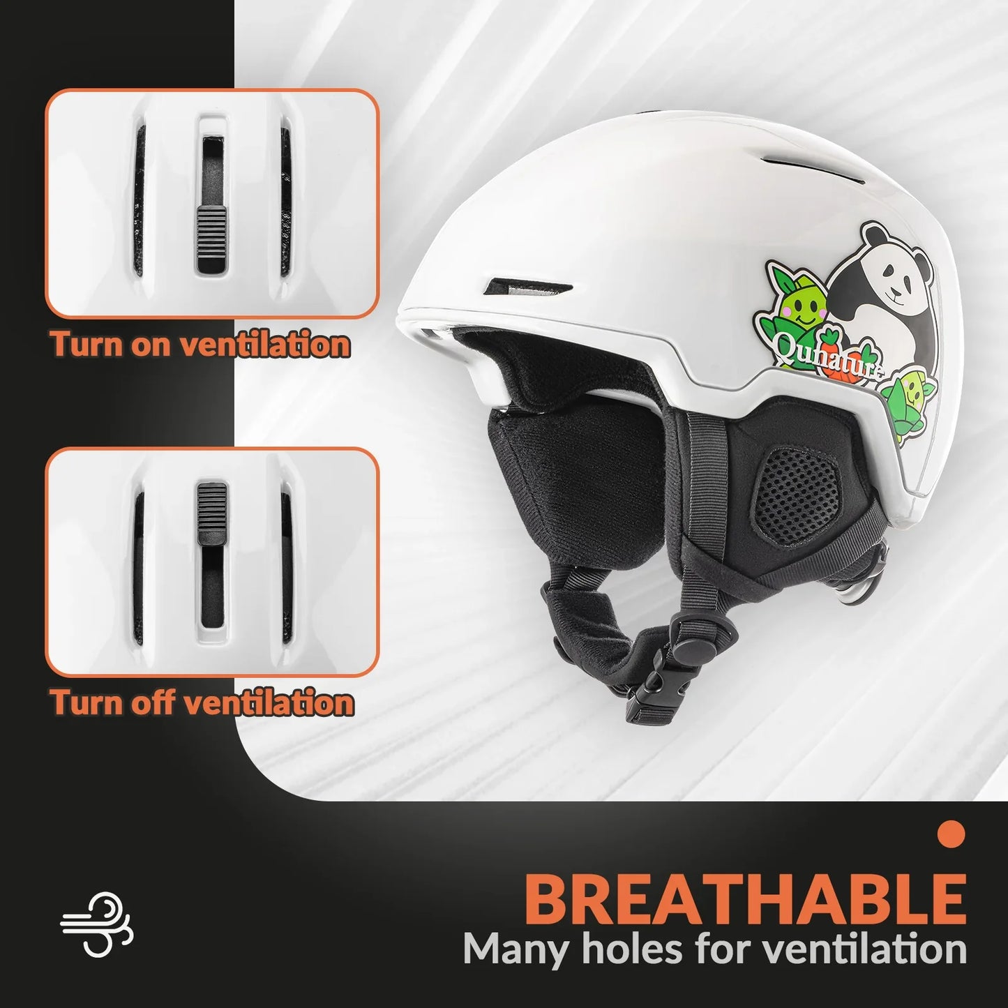 Ski Helmet with Adjustable Ventilation and Detachable Liner for Winter Sports