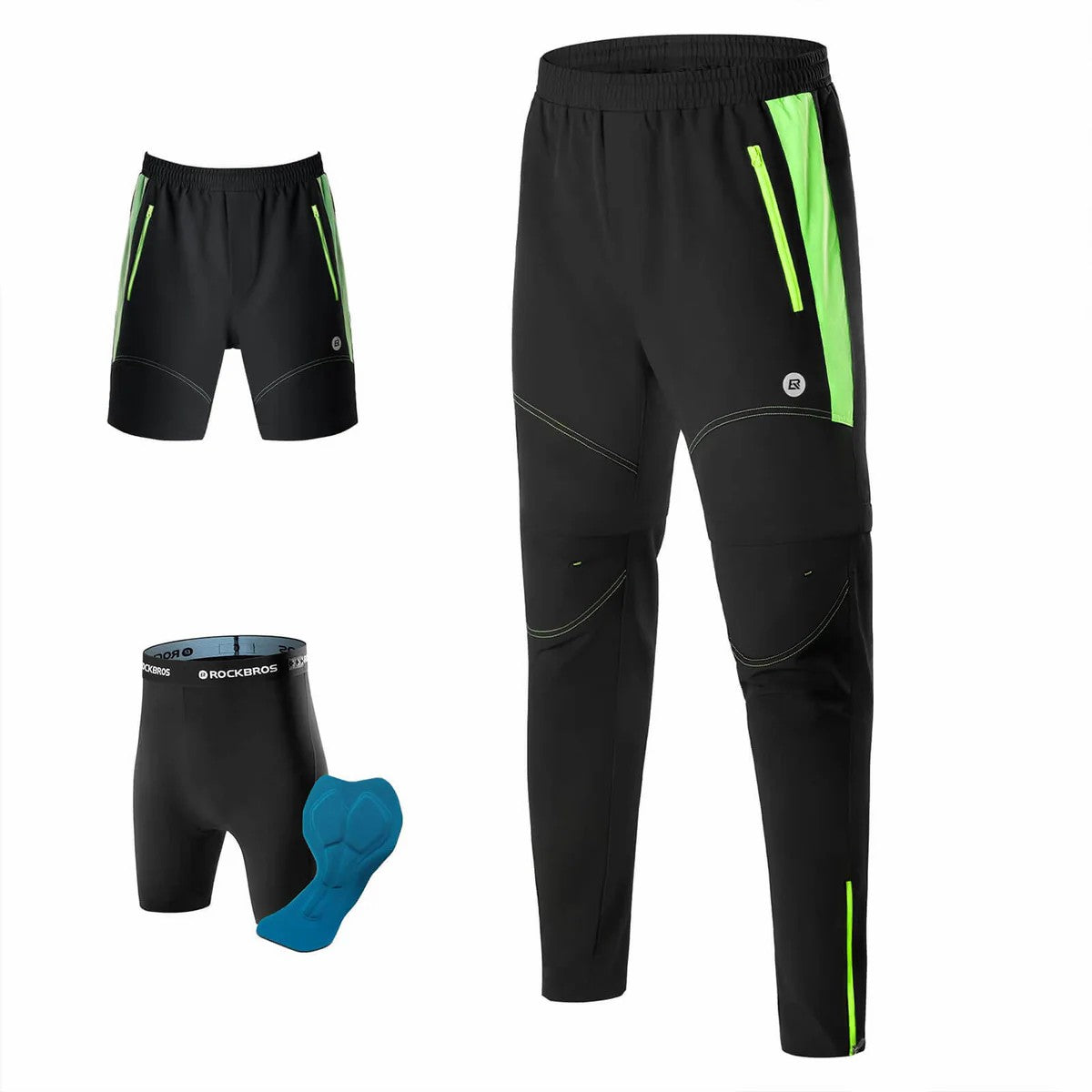Men's 3-in-1 Convertible Cycling Pants With Padded