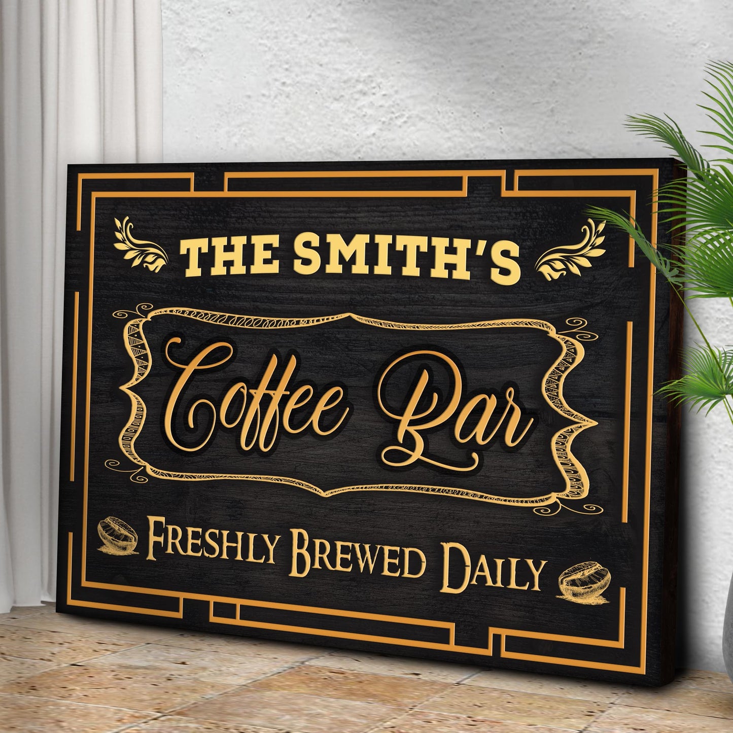 Coffee Bar Freshly Brewed Daily Sign